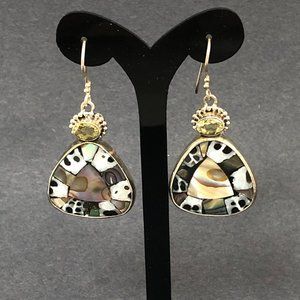 Sterling Earrings w/Mother of Pearl and Citrine
